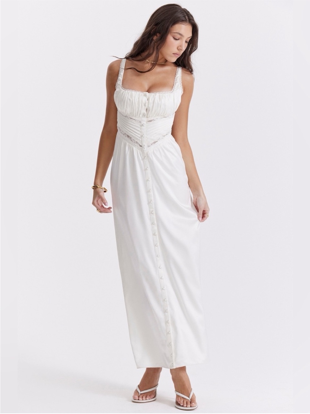 NEW HOUSE OF CB 'Illiana' Ivory Real Silk Maxi Dress Size S - Picture 10 of 13